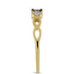Goldplattierter Silberring mit blauem Diamant und weißem Zirkon