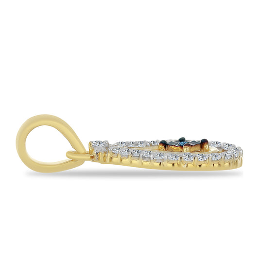 Goldplattierter Silberanhänger mit blauem Diamant und weißem Zirkon