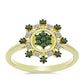 Goldplattierter Silberring mit grünem Diamant und weißem Diamant