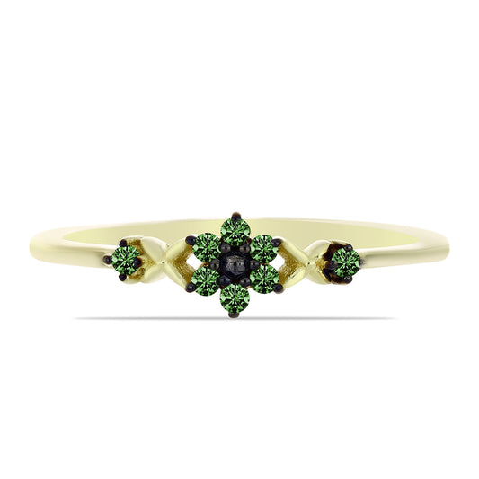 Goldplattierter Silberring mit grünem Diamant