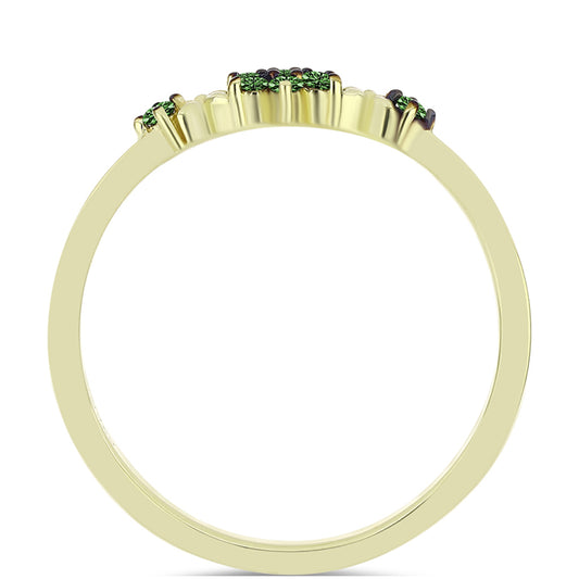 Goldplattierter Silberring mit grünem Diamant