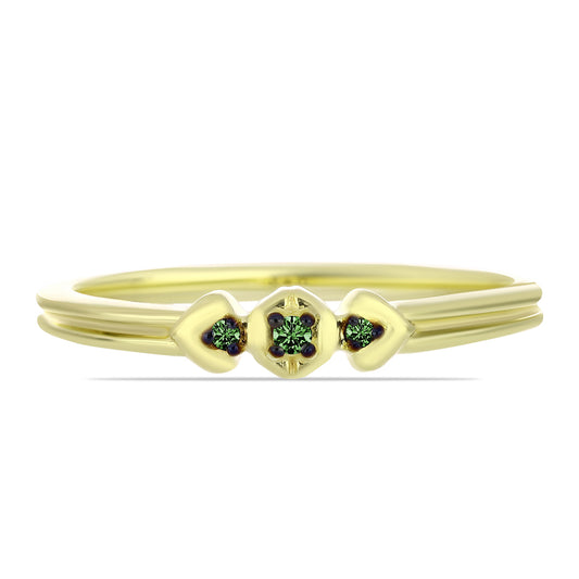 Goldplattierter Silberring mit grünem Diamant