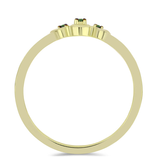 Goldplattierter Silberring mit grünem Diamant