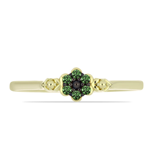 Goldplattierter Silberring mit grünem Diamant