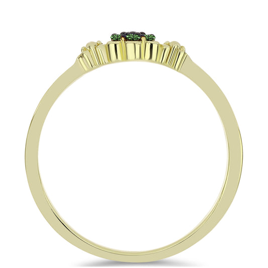 Goldplattierter Silberring mit grünem Diamant