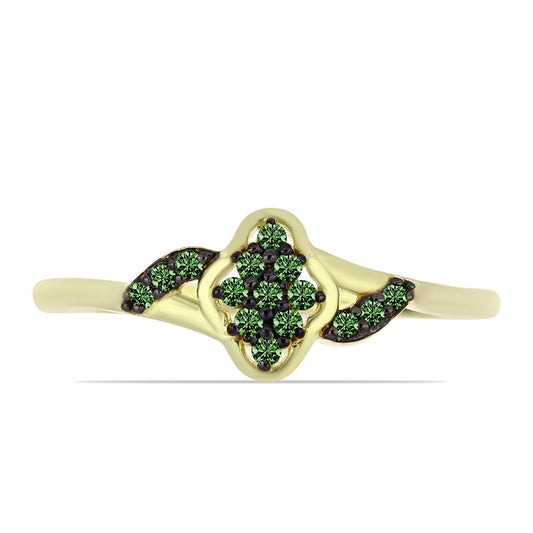 Goldplattierter Silberring mit grünem Diamant