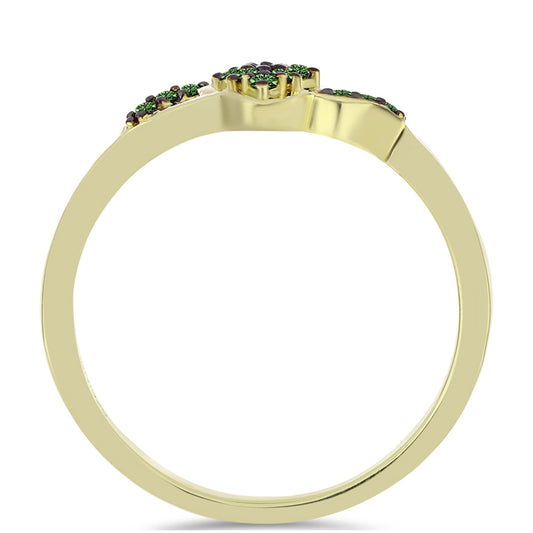 Goldplattierter Silberring mit grünem Diamant