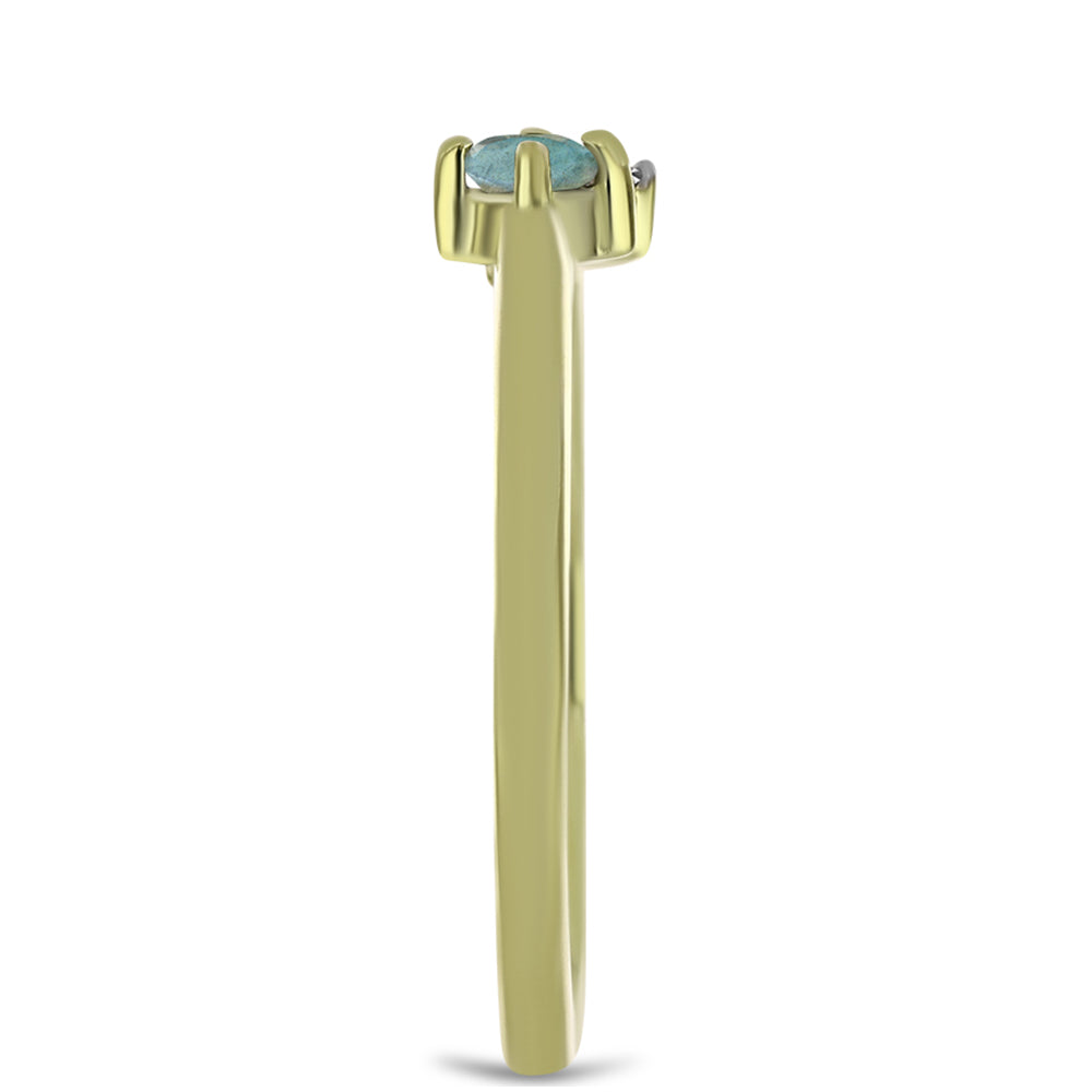 Goldplattierter Silberring mit Labradorit und weißem Topas 4 