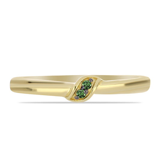 Goldplattierter Silberring mit grünem Diamant