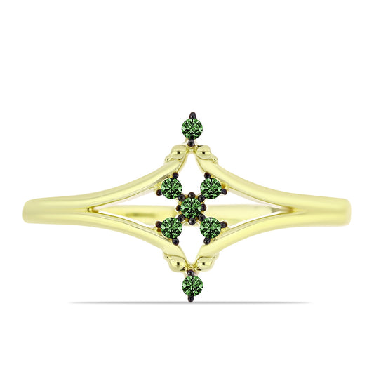 Goldplattierter Silberring mit grünem Diamant
