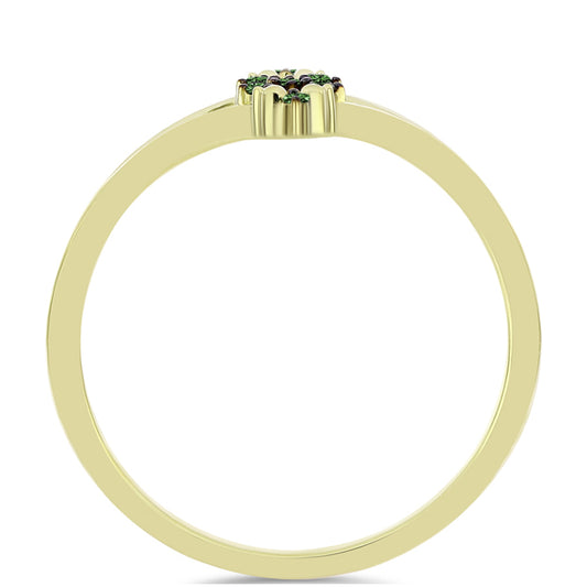 Goldplattierter Silberring mit grünem Diamant