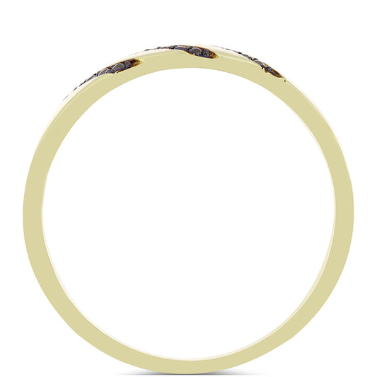 Goldplattierter Silberring mit grünem Diamant