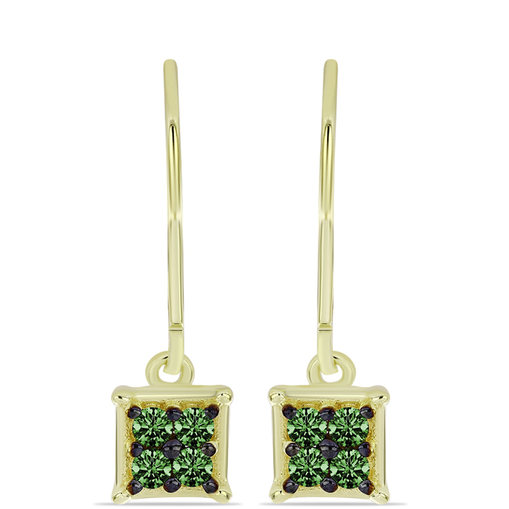 Goldplattierte Silberohrringe mit grünem Diamant 1 