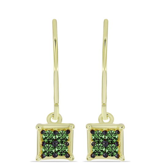 Goldplattierte Silberohrringe mit grünem Diamant