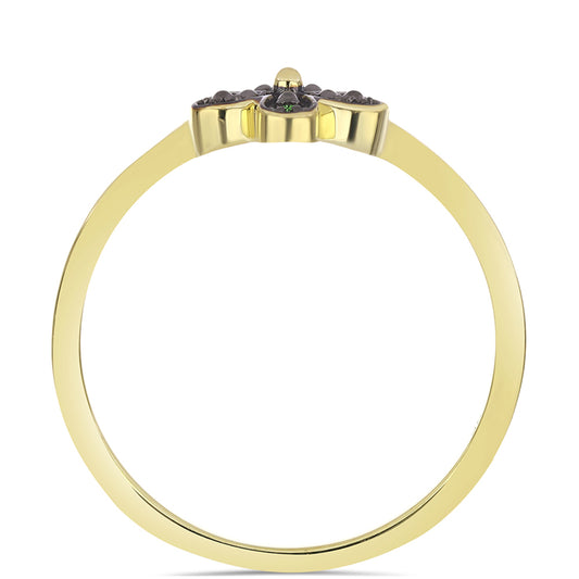 Goldplattierter Silberring mit grünem Diamant