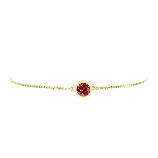 Goldplattiertes Silberarmband mit majestätischem rotem Moissanit