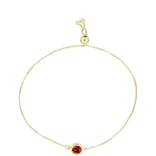 Goldplattiertes Silberarmband mit majestätischem rotem Moissanit