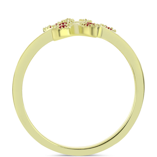 Goldplattierter Silberring mit majestätischem rotem Moissanit