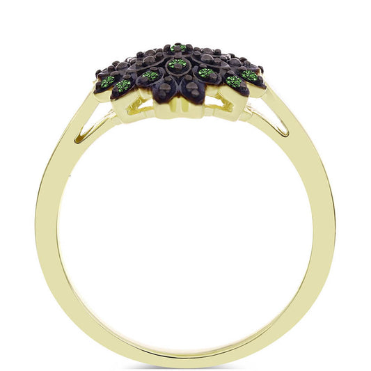 Goldplattierter Silberring mit grünem Diamant