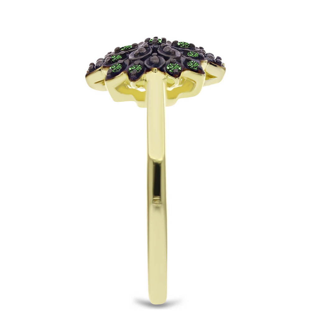Goldplattierter Silberring mit grünem Diamant 4 