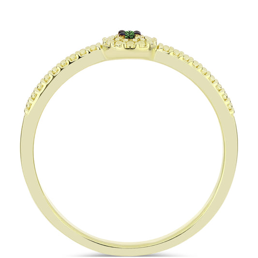 Goldplattierter Silberring mit grünem Diamant