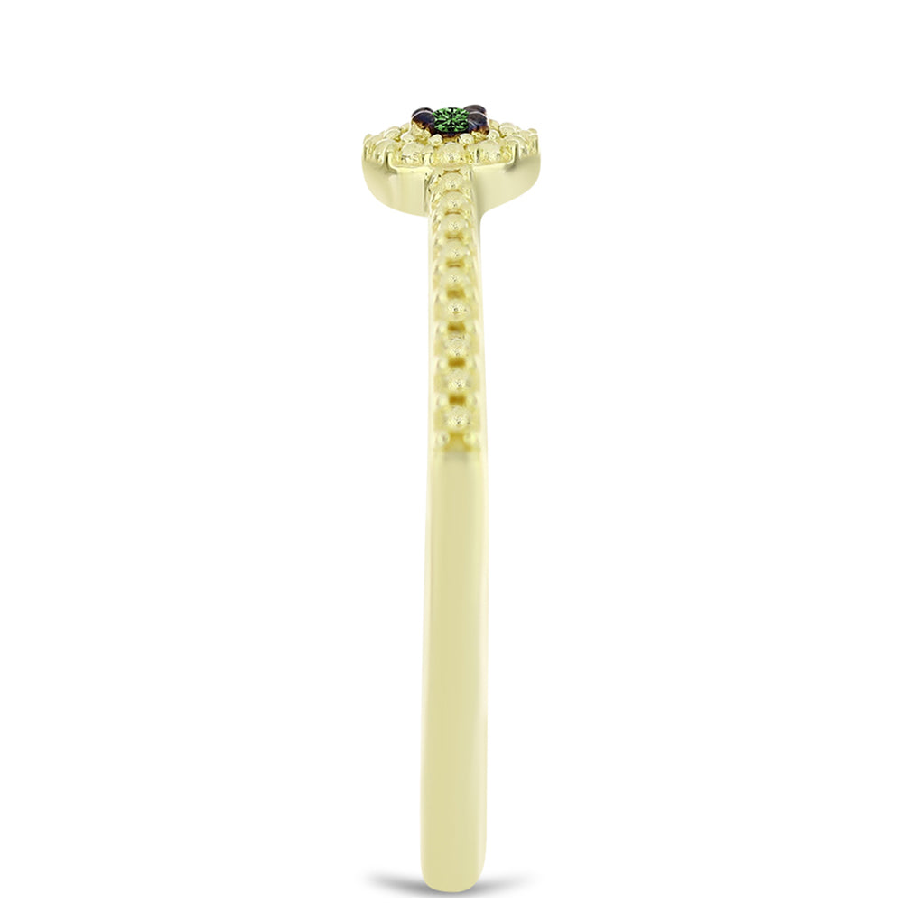 Goldplattierter Silberring mit grünem Diamant 4 