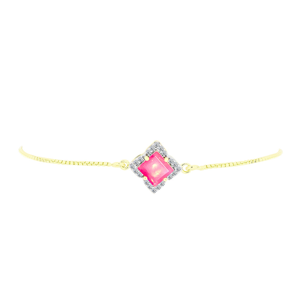 Goldplattiertes Silberarmband mit rosafarbenem äthiopischem Opal aus Lega Dembi und weißem Topas 2 