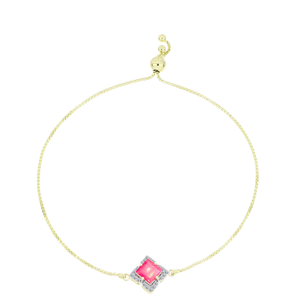Goldplattiertes Silberarmband mit rosafarbenem äthiopischem Opal aus Lega Dembi und weißem Topas 1 