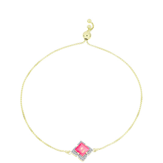 Goldplattiertes Silberarmband mit rosafarbenem äthiopischem Opal aus Lega Dembi und weißem Topas