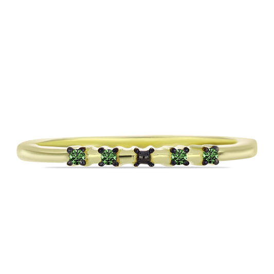 Goldplattierter Silberring mit grünem Diamant