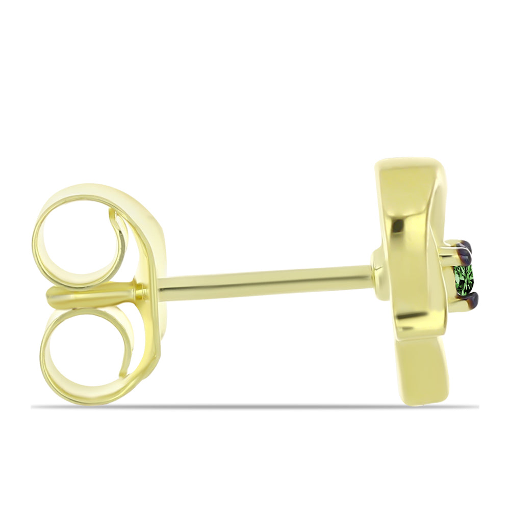 Goldplattierte Silberohrringe mit grünem Diamant 2 
