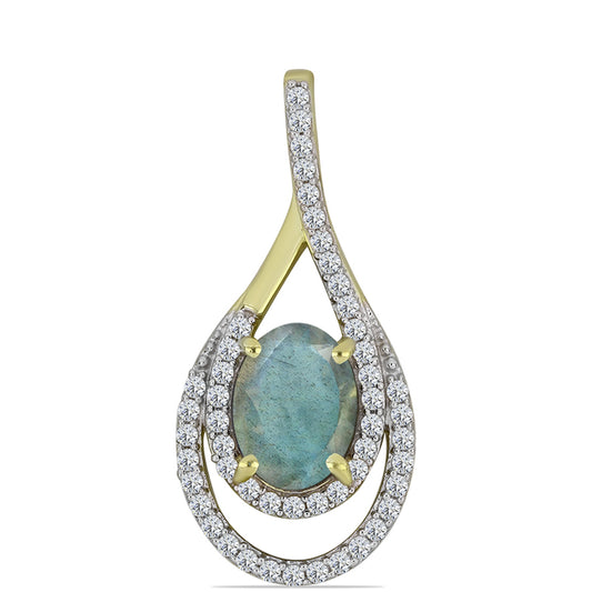 Goldplattierter Silberanhänger mit Labradorit und weißem Topas