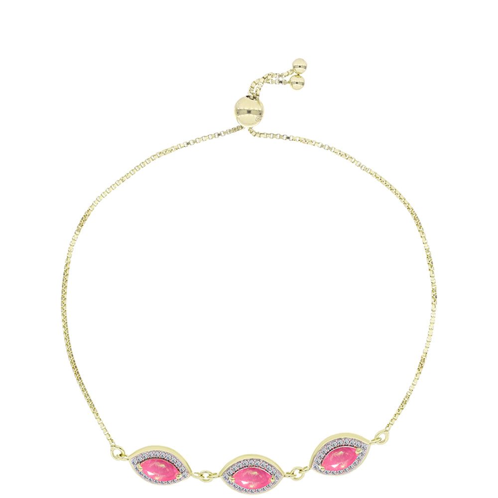 Goldplattiertes Silberarmband mit rosafarbenem äthiopischem Opal aus Lega Dembi und weißem Topas 1 