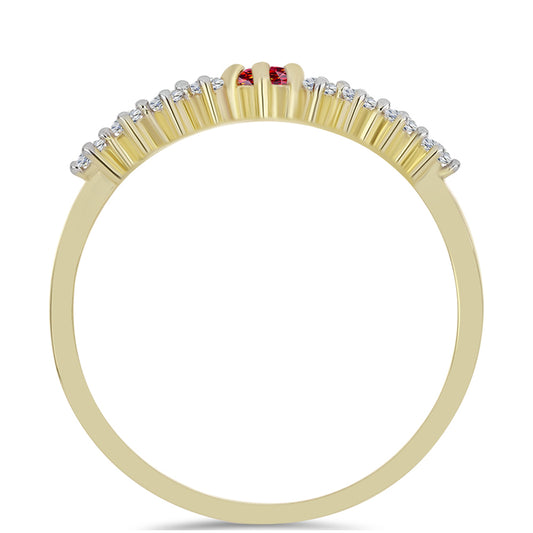 Goldplattierter Silberring mit majestätischem rotem Moissanit und weißem Topas