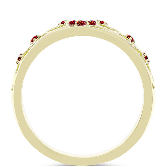 Goldplattierter Silberring mit majestätischem rotem Moissanit