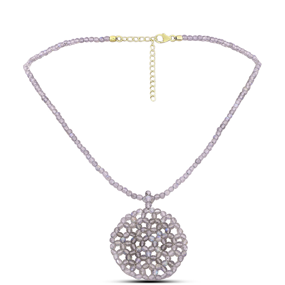 Goldplattierte Silberhalskette mit Labradorit 1 