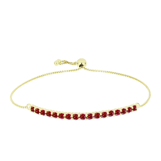 Goldplattiertes Silberarmband mit majestätischem rotem Moissanit