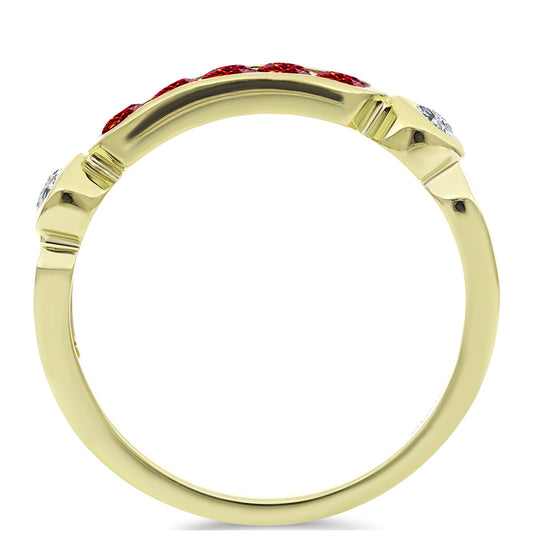 Goldplattierter Silberring mit majestätischem rotem Moissanit und weißem Topas