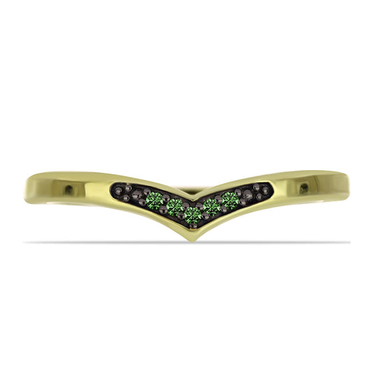 Goldplattierter Silberring mit grünem Diamant