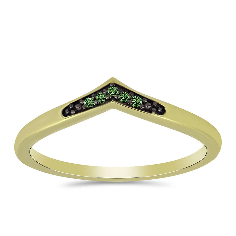 Goldplattierter Silberring mit grünem Diamant 3 