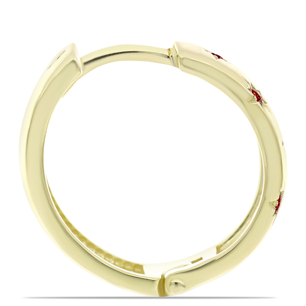 Goldplattierte Silberohrringe mit majestätischem rotem Moissanit 2 