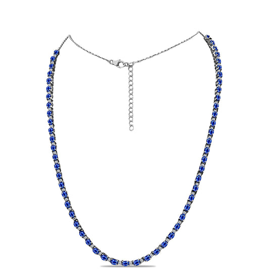 Silberhalskette mit australischem blauem Saphir und weißem Topas