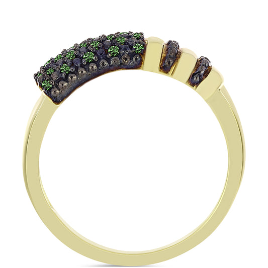 Goldplattierter Silberring mit grünem Diamant