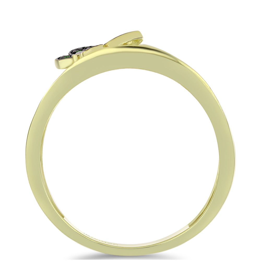 Goldplattierter Silberring mit grünem Diamant und weißem Diamant