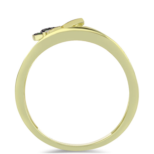 Goldplattierter Silberring mit grünem Diamant und weißem Diamant
