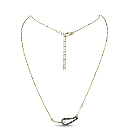 Goldplattierte Silberhalskette mit grünem Diamant