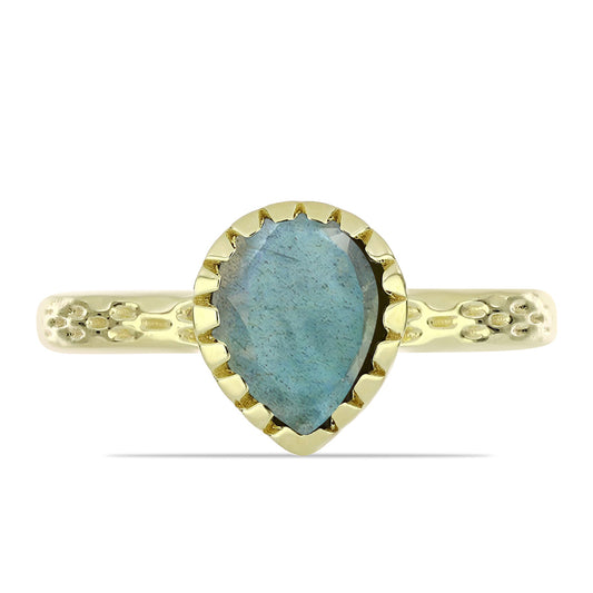 Goldplattierter Silberring mit Labradorit