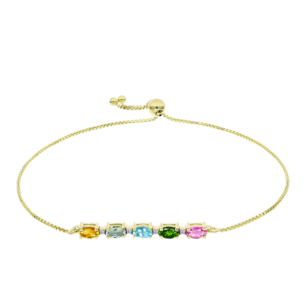 Goldplattiertes Silberarmband mit Chakra Turmalin und weißem Topas 1 