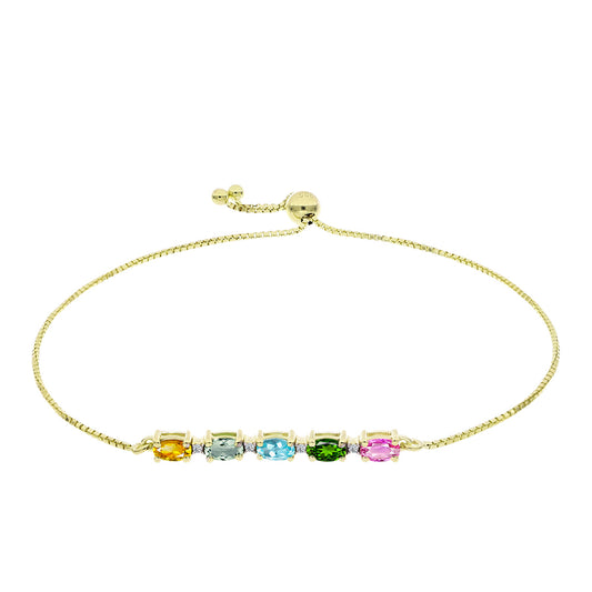 Goldplattiertes Silberarmband mit Chakra Turmalin und weißem Topas