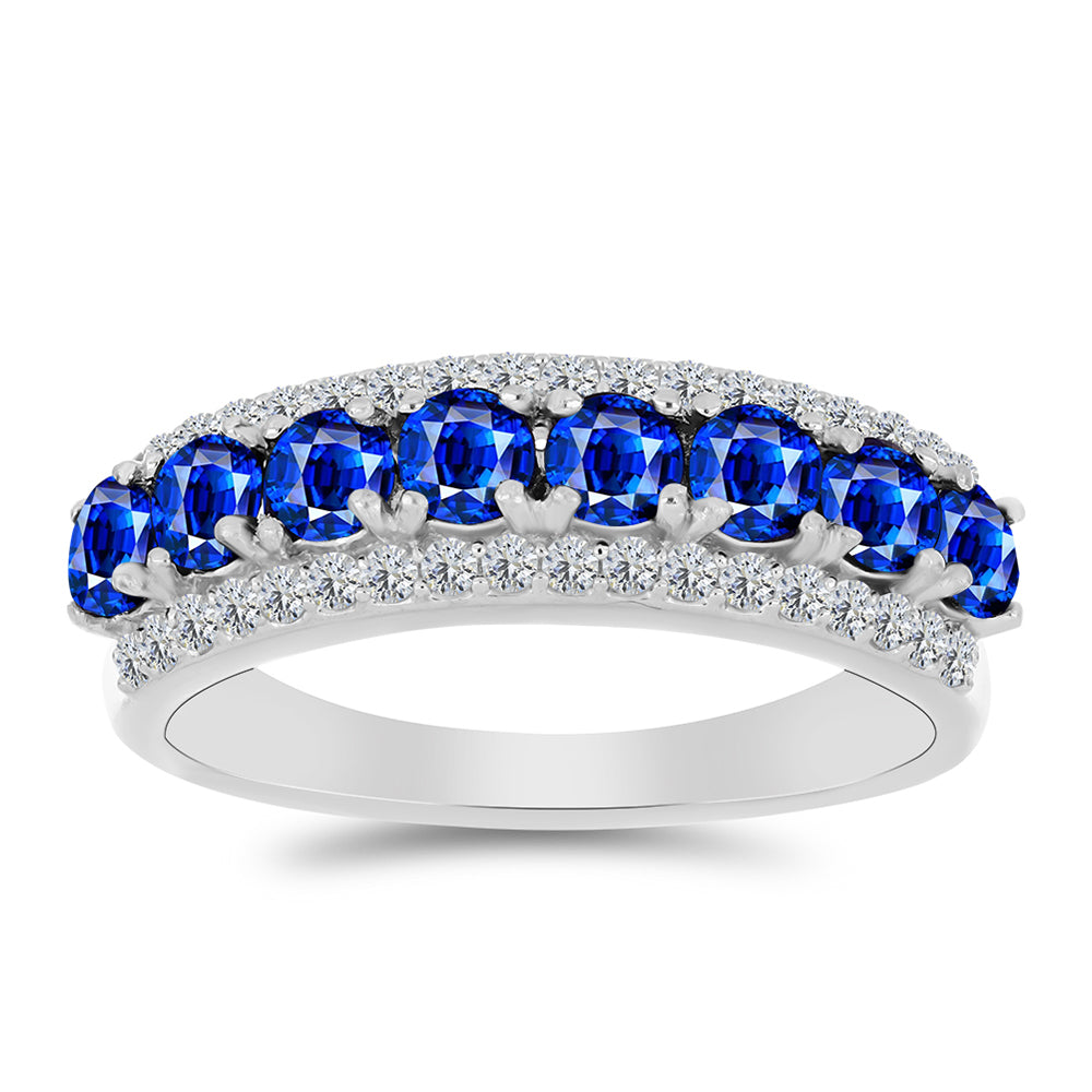 Silberring mit australischem blauem Saphir und weißem Topas